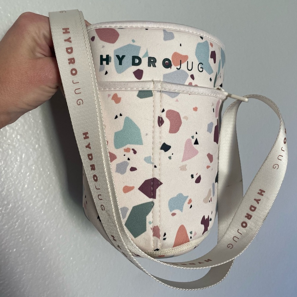 HydroJug Terrazzo Patterned Sleeve with Pockets and Strap. Limited Edition.